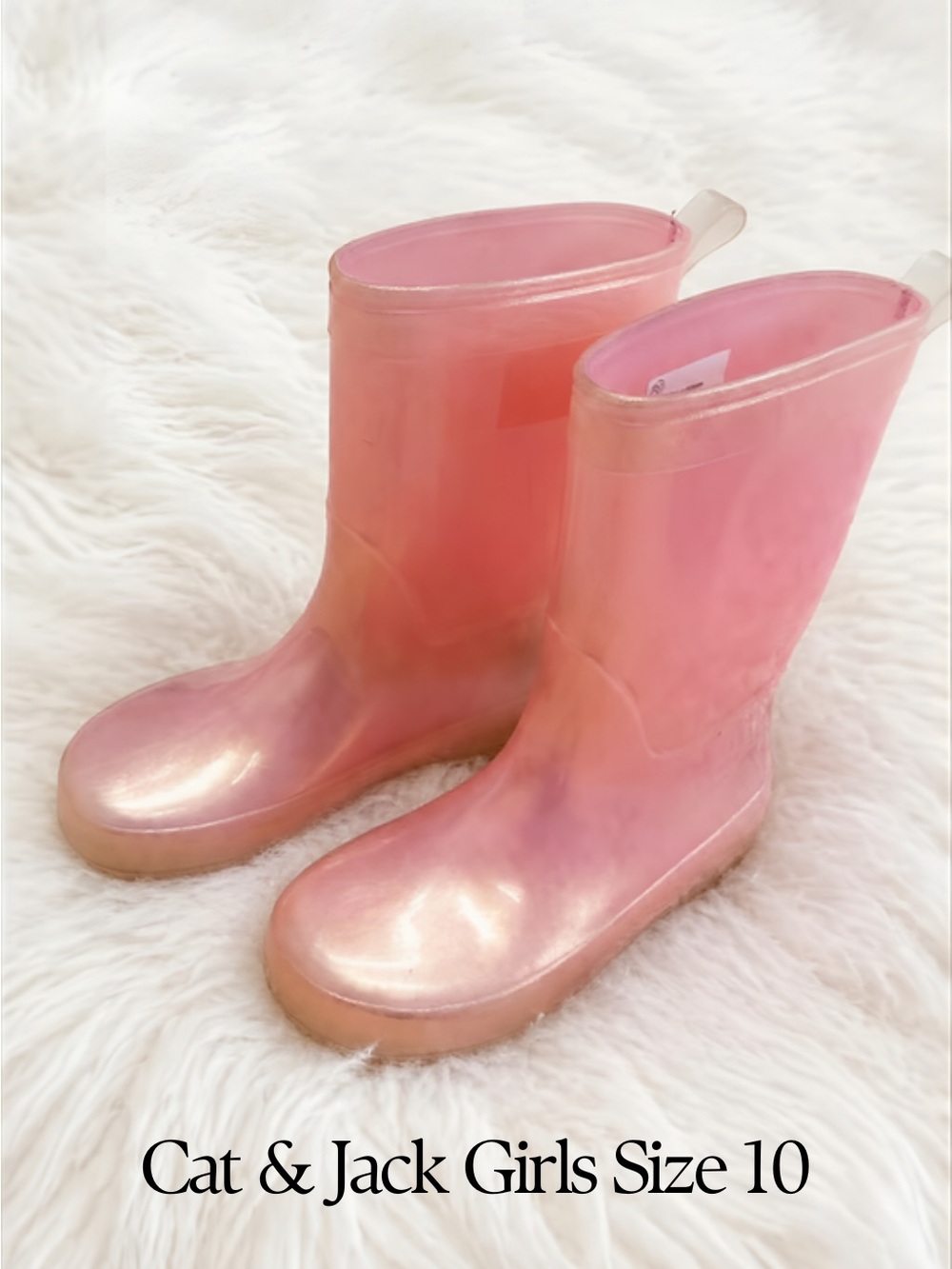 Cat & Jack Girls Shimmer Pink Jelly Rain Boots Size 10